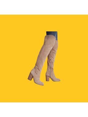 Kelsi Dagger Brooklyn Loganos Oil Cow Suede Over-The-Knee Boots Warn Grey 7M